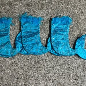 Christmas Stockings Mermaid Style Aqua Blue Sequins Set of 3